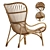 Elegant Highback Rattan Lounge Chair 3D model small image 2