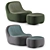 Modern Dino Armchair Set 3D model small image 1