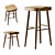 Ash Wood Stool Set 3D model small image 1