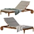 Elegant Teak Sun Lounger with Casters 3D model small image 1