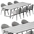 Black Cream Dining Table Set 3D model small image 7