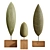 Modern Organic Sculpture Set 3D model small image 2