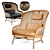 Luxury Rattan and Leather Armchair 3D model small image 1