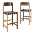 Walnut Leather Bar Stool Pivot 3D model small image 1