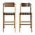 Walnut Leather Bar Stool Pivot 3D model small image 2