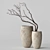 Handcrafted Concrete Vases with Dry Branches 3D model small image 1