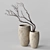 Handcrafted Concrete Vases with Dry Branches 3D model small image 3