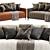 Markful Velvet Grey Sofa 3D model small image 6