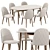 Nicole Dining Set White Beige 3D model small image 1