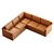 Premium Leather Sectional Sofa Model 3D model small image 2