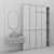 Bathroom Vanity Set with Mirror 3D model small image 2