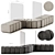 Bob Curved Pouf with Plexiglass Divider 3D model small image 1