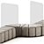 Bob Curved Pouf with Plexiglass Divider 3D model small image 2