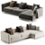 Modern Meridian Large Chaise Sofa 3D model small image 5