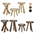 Meribel Stool Set, Various Colors 3D model small image 1