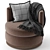 Swivel Upholstered Armchair with Wood Base 3D model small image 2