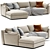 Contemporary Modular Ellington Chaise Sofa 3D model small image 1