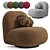 Cozy White Boucle Upholstered Armchair 3D model small image 1