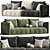 Premium Beige Flannel Sofa Bed 3D model small image 1