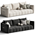 Premium Beige Flannel Sofa Bed 3D model small image 2