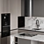 Adjustable Modern Kitchen Design 3D model small image 4