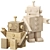 Wooden Vintage Robot Toy 3D model small image 1