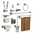 Modern Black Chrome Bathroom Accessories 3D model small image 2