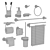 Modern Black Chrome Bathroom Accessories 3D model small image 3