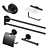Modern Black Chrome Bathroom Accessories 3D model small image 4