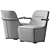 Velvet Fabric Jackson Armchair 3D model small image 5