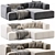 Modular Corduroy Lennon Corner Sofa 3D model small image 3