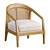 Willow White Linen Rattan Armchair 3D model small image 1