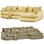 Light Modular Chaise Sofa Set 3D model small image 3