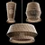 Rattan Pendant Lights Trio: Modern Elegance 3D model small image 1