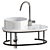 Sleek Curvy White Sink 500mm 3D model small image 1