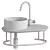 Sleek Curvy White Sink 500mm 3D model small image 2