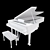 Sleek Steinway Black Piano 2015 3D model small image 7