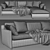 West Elm Marin Chaise Longue, V-Ray Render 3D model small image 4