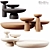 Elegant 3-Piece Coffee Table Set 3D model small image 1