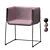 Sleek Metal & Leather Armchair 3D model small image 3