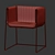 Sleek Metal & Leather Armchair 3D model small image 4