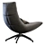 Reflex Cognac Leather Lounge Chair 3D model small image 4