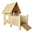 Kids Wooden Playhouse with Terrace 3D model small image 1