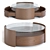 Walnut and Leather Coffee Table 3D model small image 1