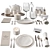 Elegant Restaurant Tableware Set 3D model small image 1