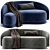 Modern Navy Slope Sofa 2017 3D model small image 1