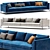 Contemporary Blue Love Seat Sofa 3D model small image 1