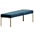 Elegant Montage Navy Velvet Bench 3D model small image 2