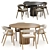 Luxury Dining Set Grey White 3D model small image 1