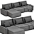Modern Zion Leather Sectional Sofa 3D model small image 5